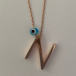 925 Silver letter N evil eye necklace